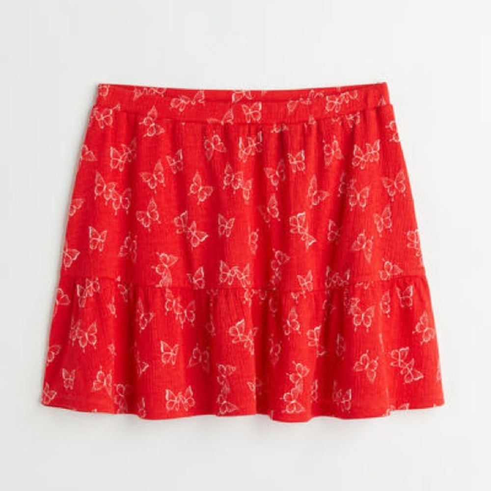 H&M Red Skirt with Butterfly Print